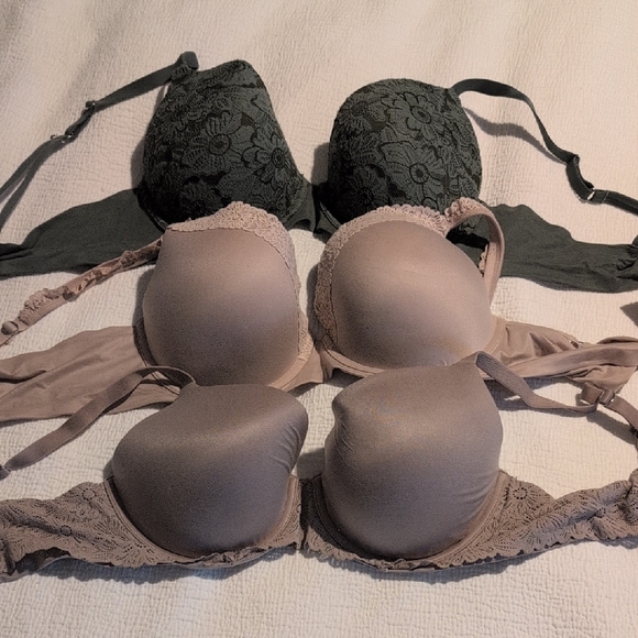 aerie Other - Aerie Lace Trim Bra Set - Green and Mauve